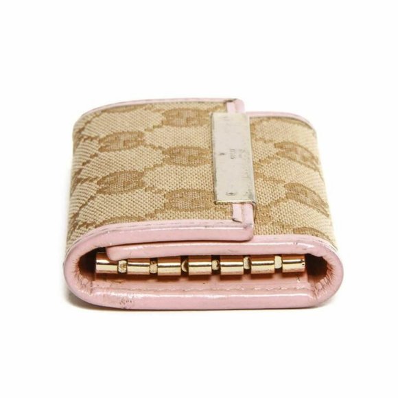 Gucci monogram canvas pink leather trim key case - Picture 5 of 8
